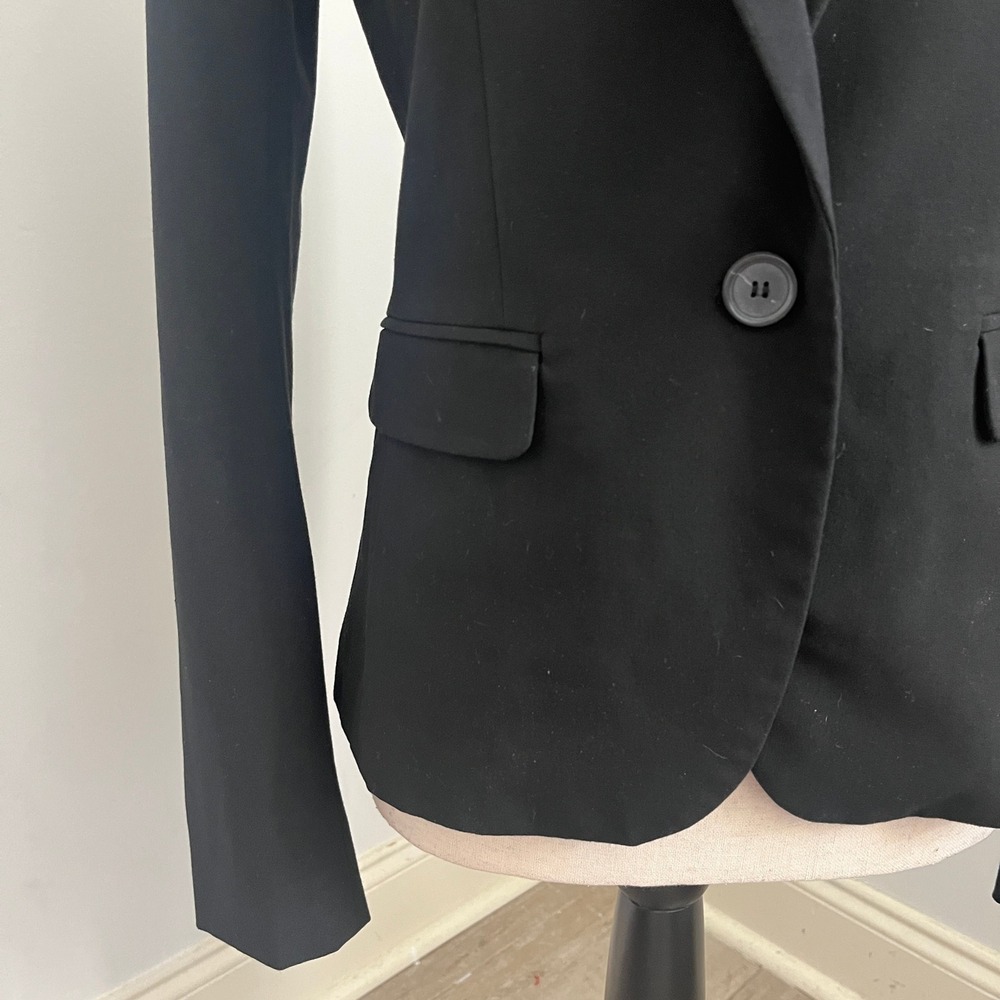 Ann Taylor Black Tailored Blazer Size 0 Single Button Office Workwear Classic - Picture 3 of 9